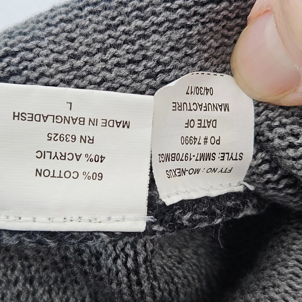 90s Method Mens Shawl Collar Sweater Grey Marl Knit Y2K Waffle Knit Chest Large